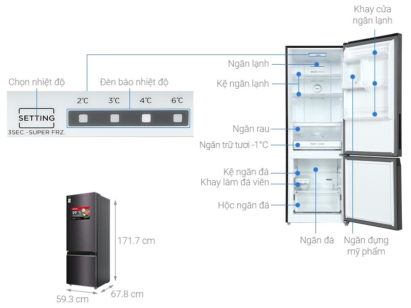 Tủ lạnh Toshiba Inverter 325 lít GR-RB410WE-PMV(37)-SG có hộp đựng đá di động Mega Ice