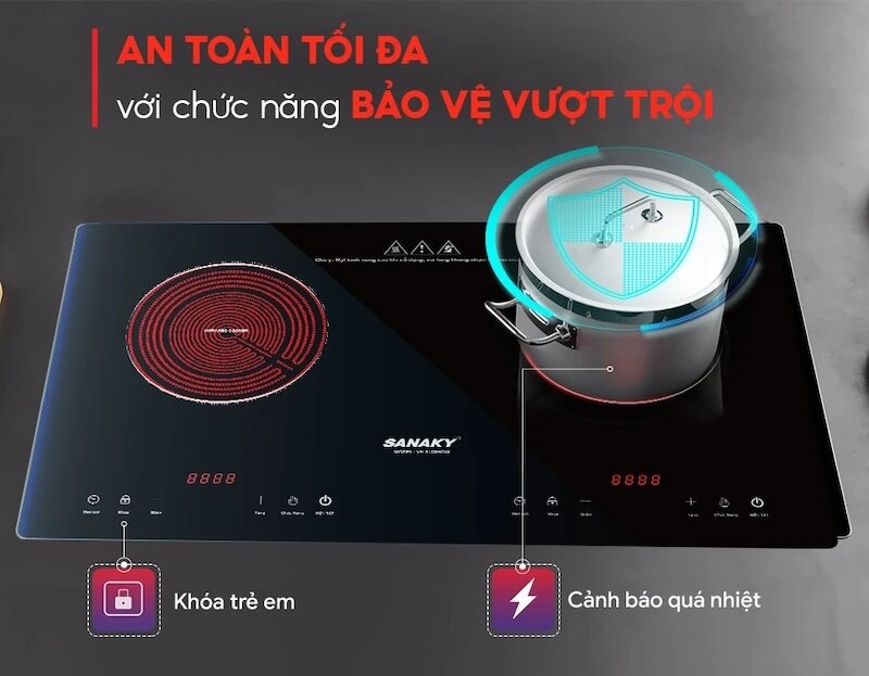 An toàn với bếp hồng ngoại đôi Sanaky VH-8100HGW