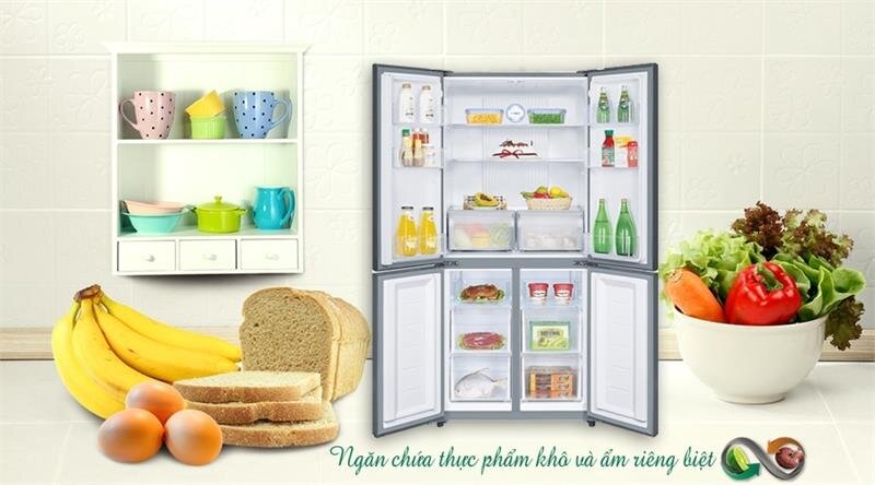 Tủ lạnh 4 cánh Inverter AQUA AQR-IG525AM/GS - 516 Lít