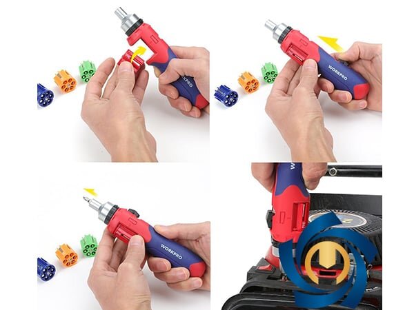 Cách lắp đĩa xoay vào thân tua vít Bộ tua vít 24 chi tiết