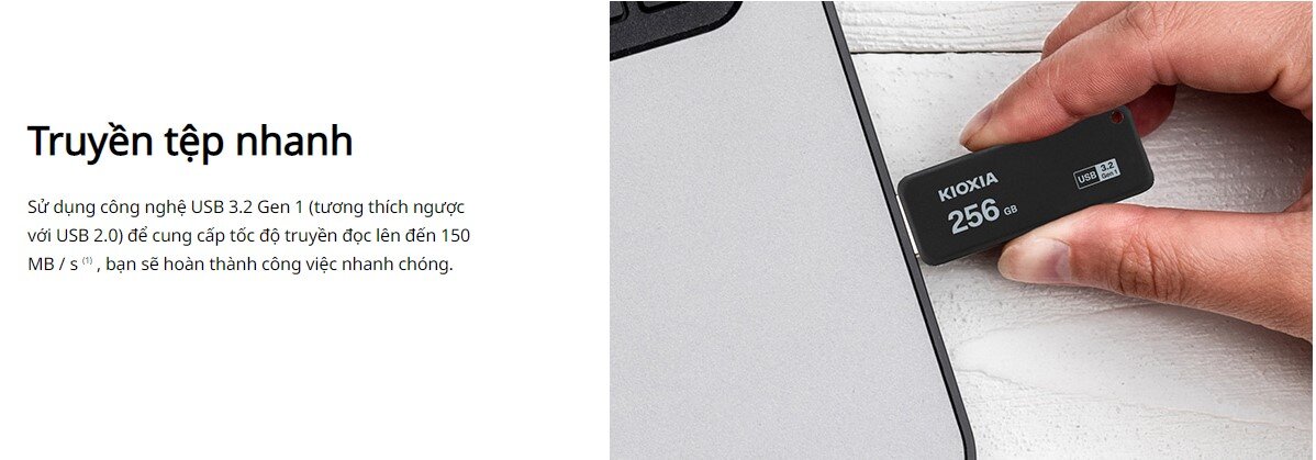 USB Kioxia U365 USB 3.2 Gen 1 - Màu đen