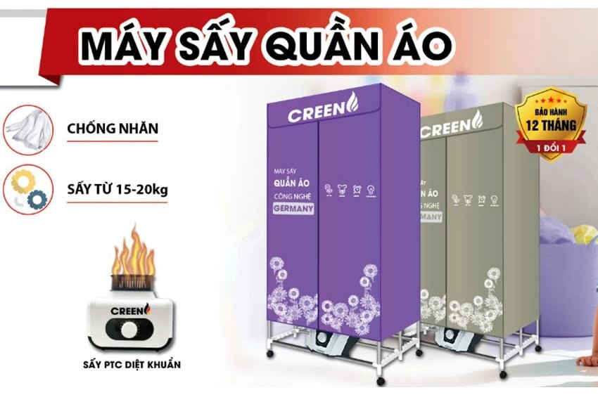 Tủ sấy quần áo Creen CR-TS160 được thiết kế theo phong cách tối giản