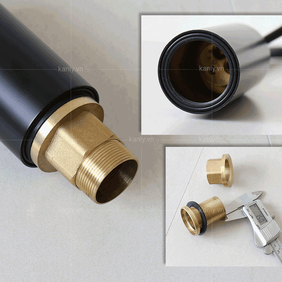 vòi chậu KANLY nóng lạnh GCC20B đồng thau sơn đen