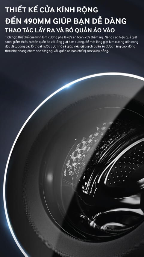 Cửa kính rộng giúp cho quần áo vào dễ dàng hơn