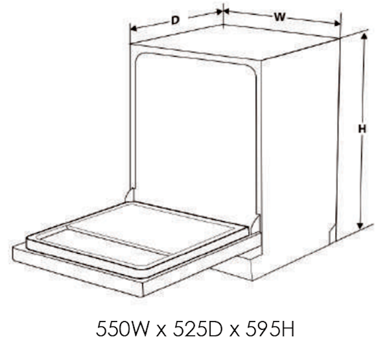 Kích thước máy rửa bát độc lập 10 bộ Eurogold EUW60TL10B