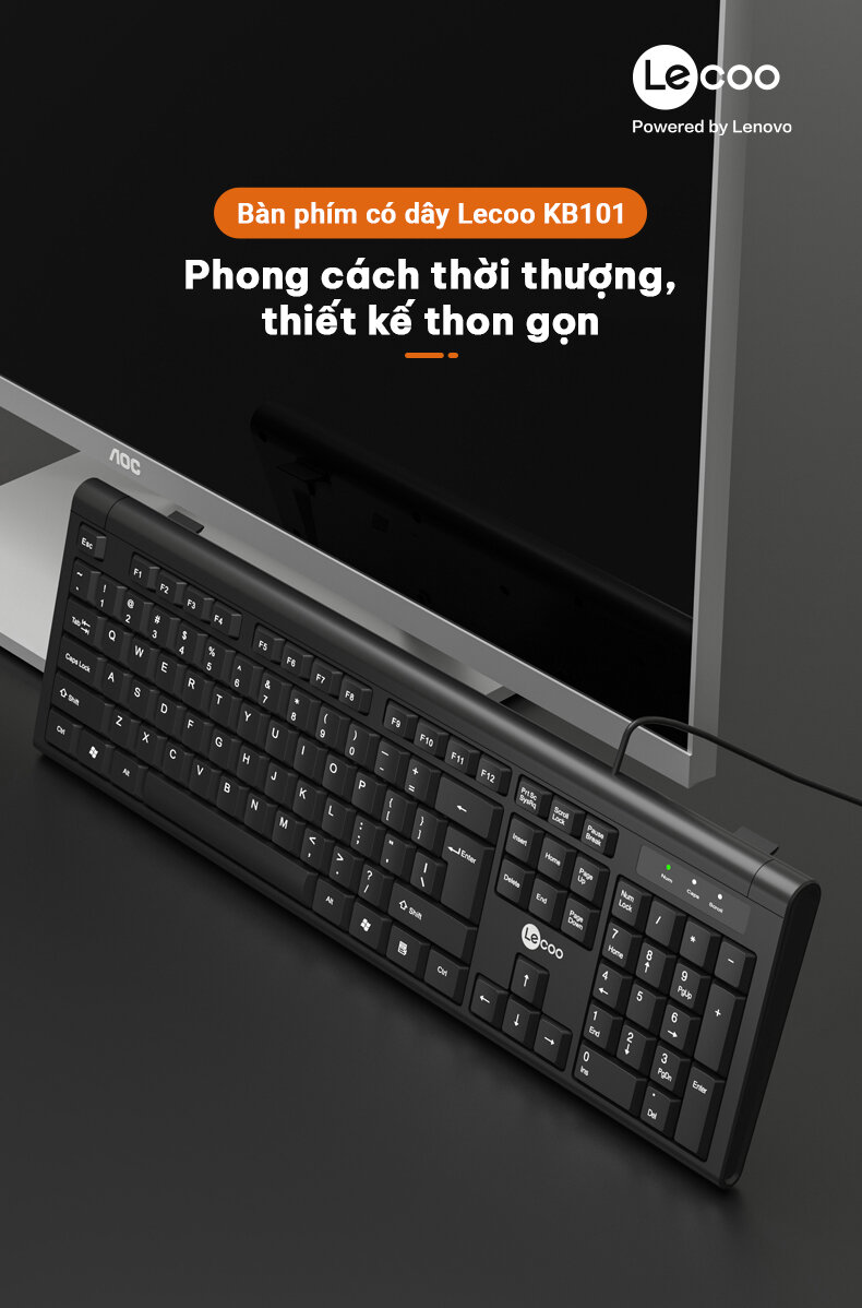 Bàn phím Lecoo KB101 đen (USB) 3