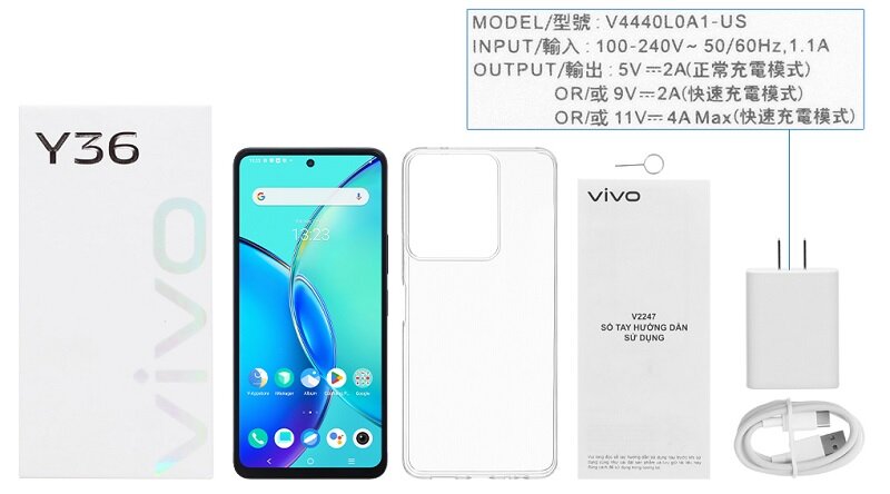 điện thoại Vivo Y36 256GB mở hộp sản phẩm