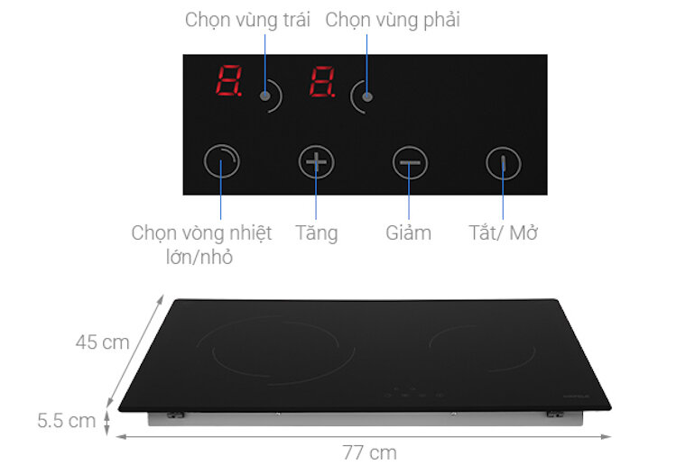 Bếp hồng ngoại âm 2 vùng nấu Hafele HC-R772D 536.61.685