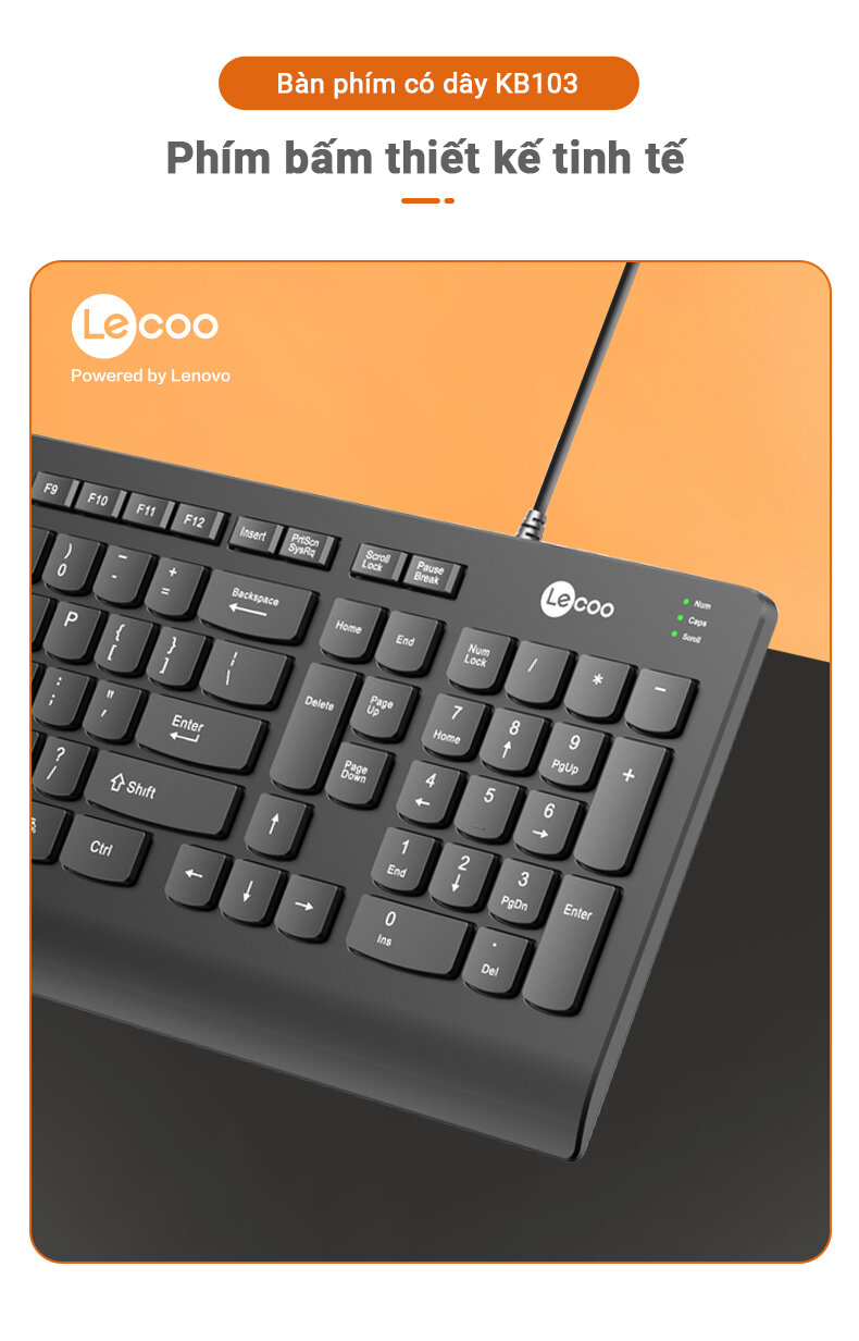 Bàn phím Lecoo KB103 đen (USB) 3