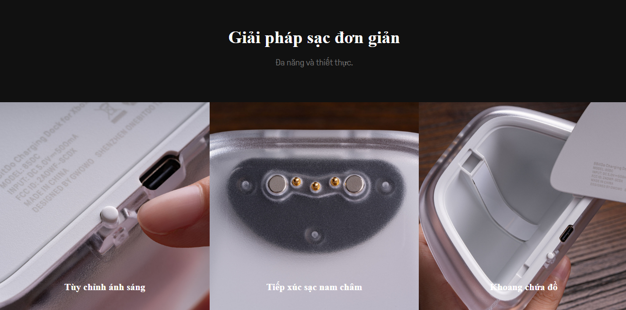 Dock sạc 8BitDo Charging Dock cho tay cầm Xbox Series X|S và Xbox One, Màu Đen 4