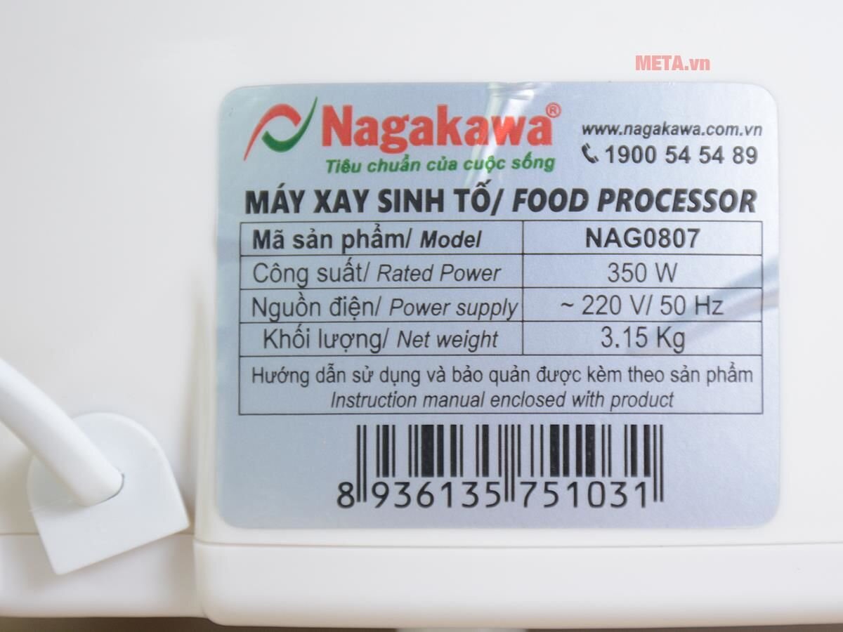 Máy xay sinh tố Nagakawa NAG0807 350W - 3 cối
