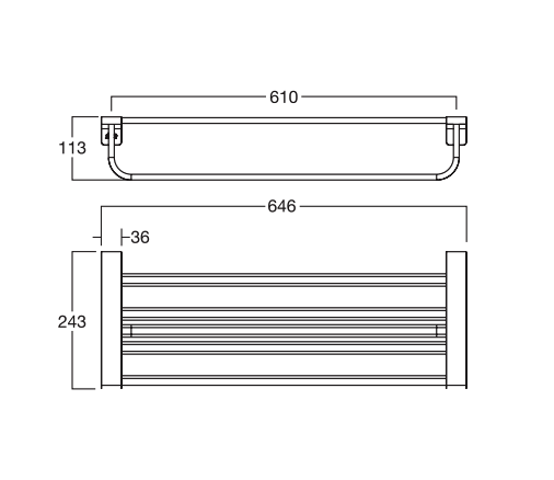 Bản vẽ kỹ thuật thanh vắt khăn American Standard Acacia Evolution K-1395