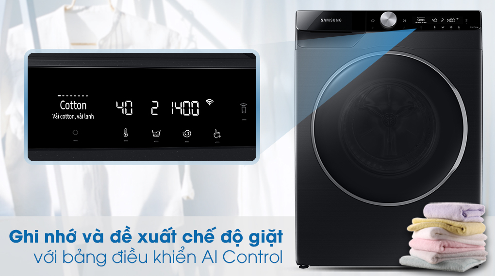 Máy giặt Samsung AI Inverter 10 kg WW10TP44DSB/SV 2 Máy giặt Samsung Inverter 10kg WW10TP44DSB/SV-Ghi nhớ tự động, đề xuất chế độ giặt phù hợp nhờ bảng điều khiển thông minh AI