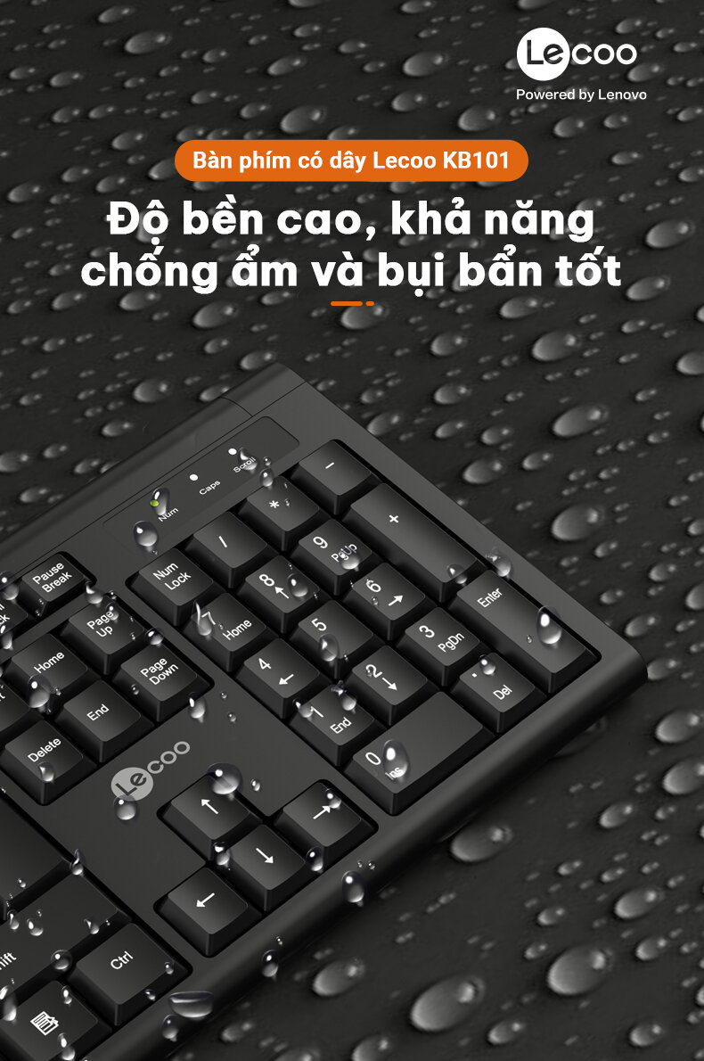 Bàn phím Lecoo KB101 đen (USB) 5