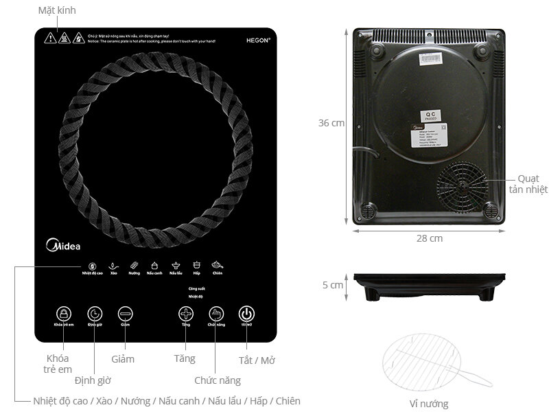 Bếp hồng ngoại Midea MIR-T2015DC Bếp hồng ngoại Midea MIR-T2015DC
