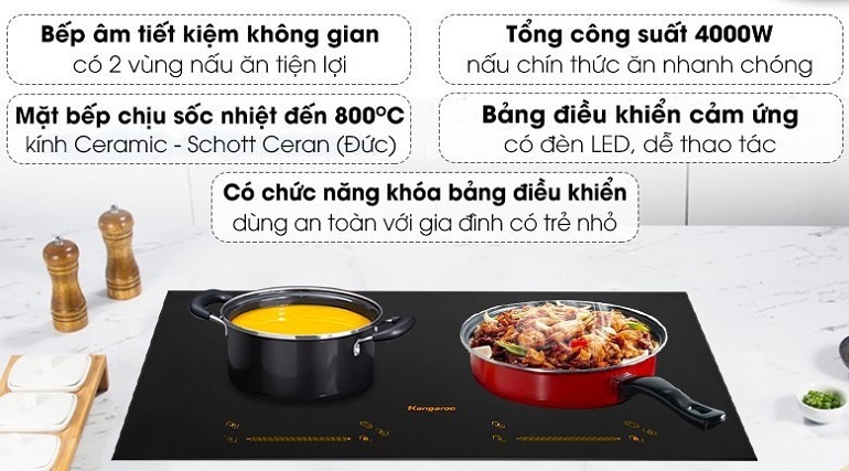 Bếp từ âm 2 vùng nấu Kangaroo KG859i Bếp từ âm 2 vùng nấu Kangaroo KG859i