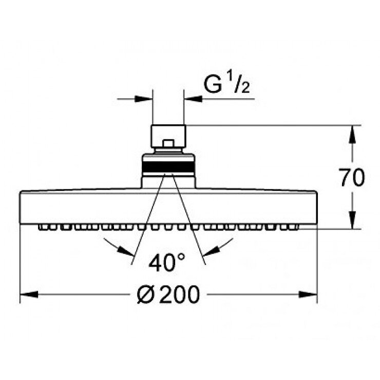 Bản vẽ kỹ thuật bát sen New Tempesta Cosmopolitan 200 Grohe 27541001