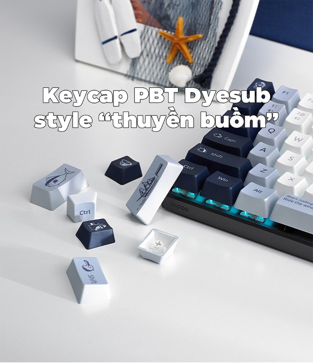 Bàn phím cơ không dây Rapoo MT510PRO Blue light (USB+ Wireless)