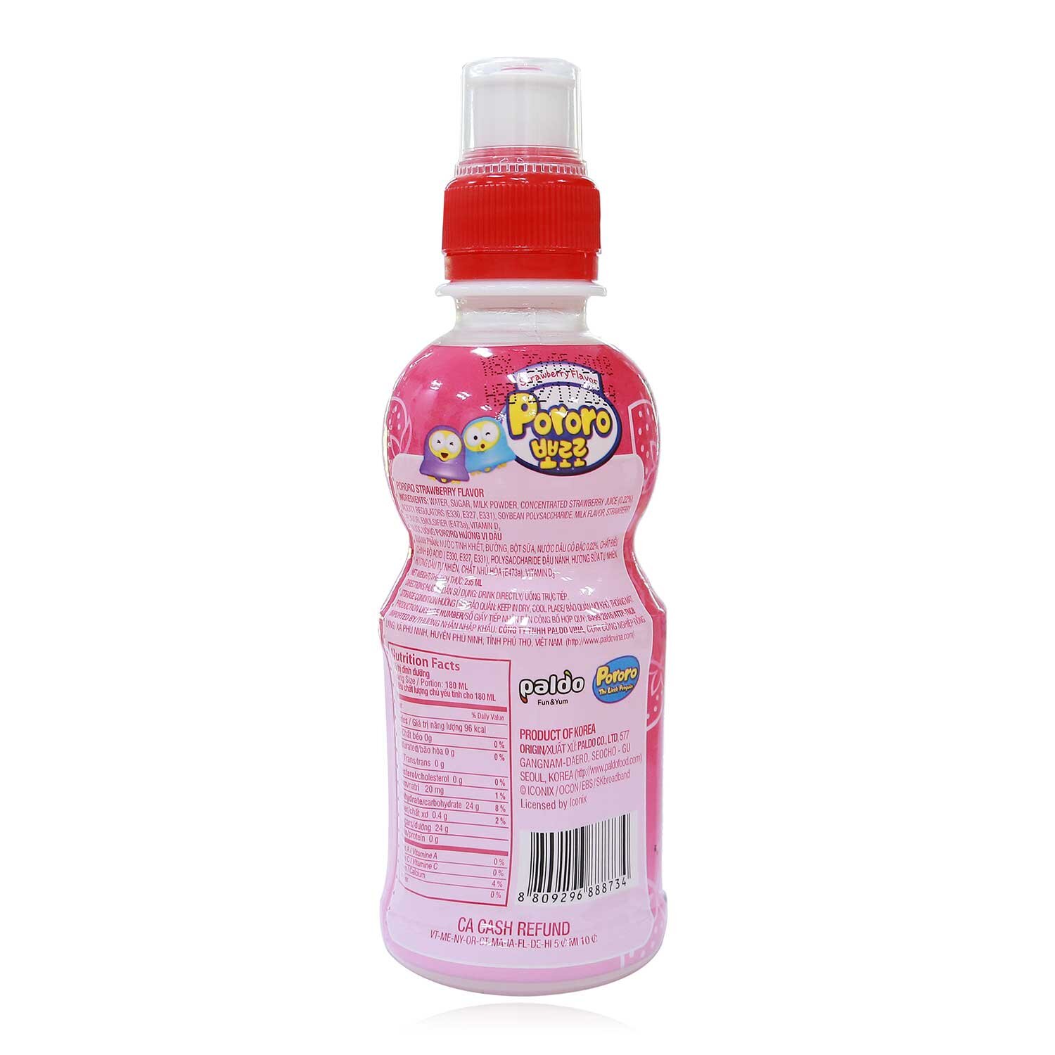 Nước uống Pororo vị dâu chai 235ml  Nước uống Pororo vị dâu chai 235ml