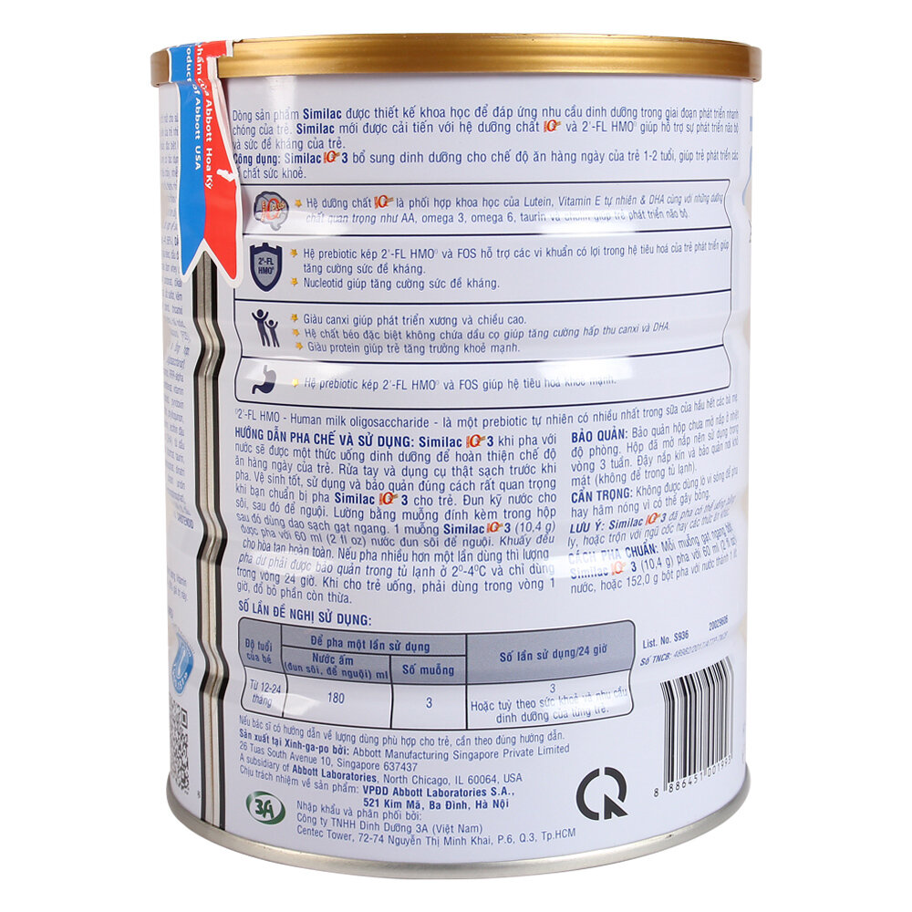  Sữa Similac số 3 900g (1 - 2 tuổi)
