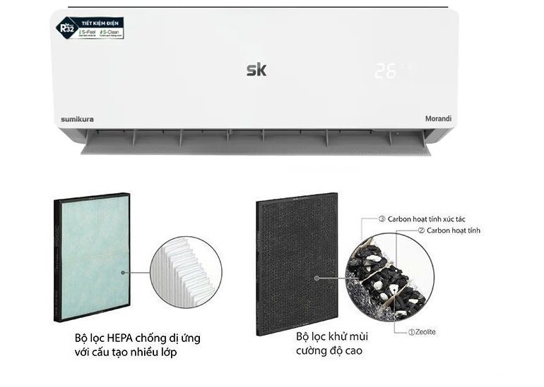 Điều hòa Sumikura 12000 BTU 1 chiều APS/APO-120.Morandi gas R-32