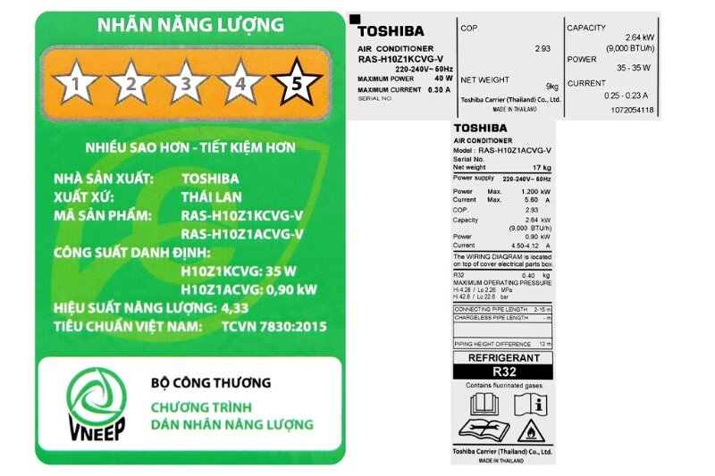 Điều hòa Toshiba 9000 BTU 1 chiều Inverter RAS-H10Z1KCVG-V tiết kiệm điện
