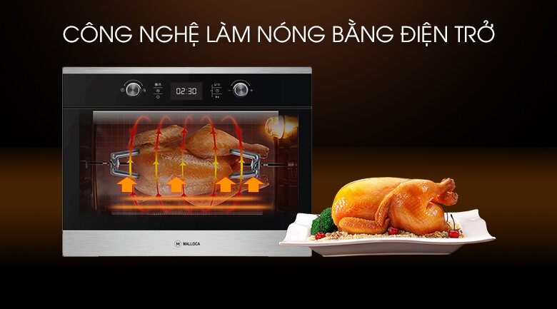 Lò nướng kết hợp âm Malloca MW-944R 44 lít