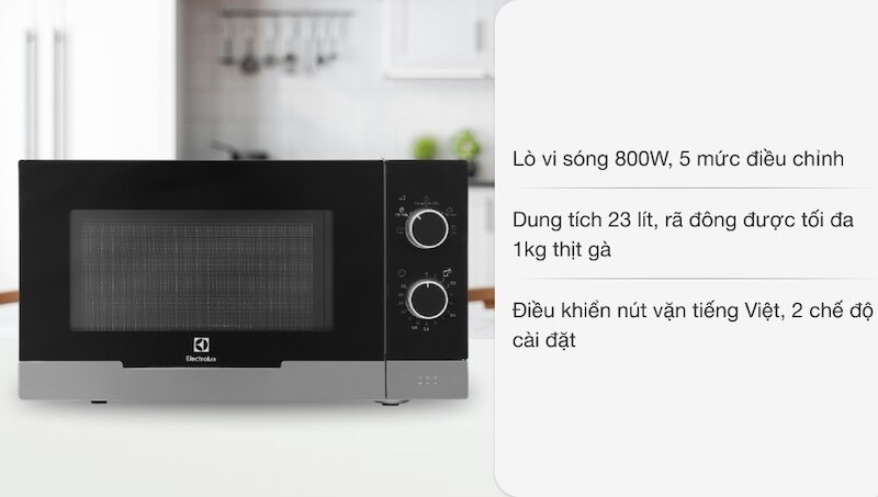 Chức năng hẹn giờ nấu lên đến 35 phút của lò vi sóng Electrolux EMM23KI9EBP 