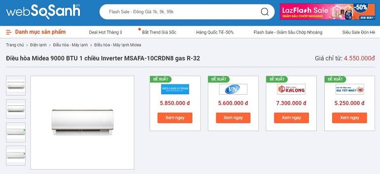 Giá điều hòa Midea MSAFA-10CRDN8 phải chăng 