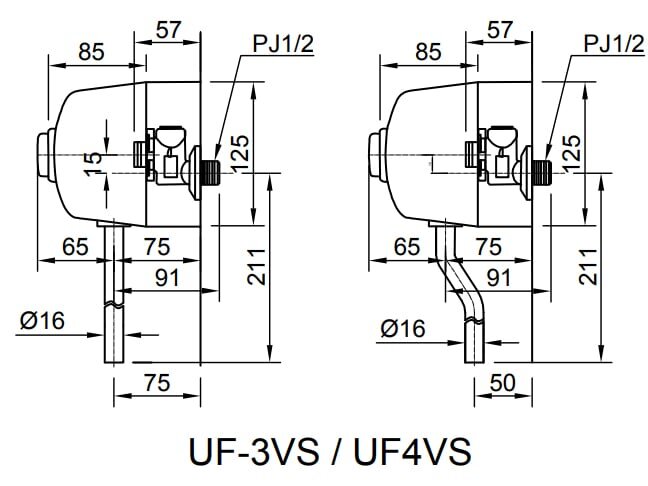 Bản vẽ kỹ thuật van xả tiểu nam Inax UF-3VS Van xả tiểu nam Inax
