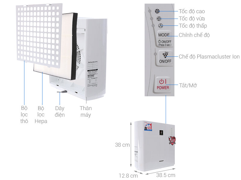 Máy lọc không khí SHARP FU-A28EV-W Máy lọc không khí SHARP FU-A28EV-W