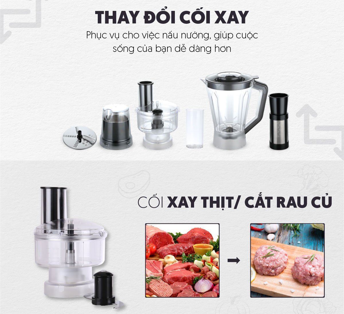 Cối xay thịt, cắt rau củ Máy xay đa năng Mishio MK323