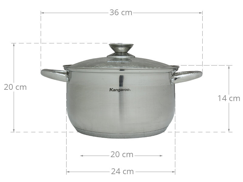 Nồi inox 3 đáy 24cm Kangaroo KG868L Nồi inox 3 đáy 24cm Kangaroo KG868L