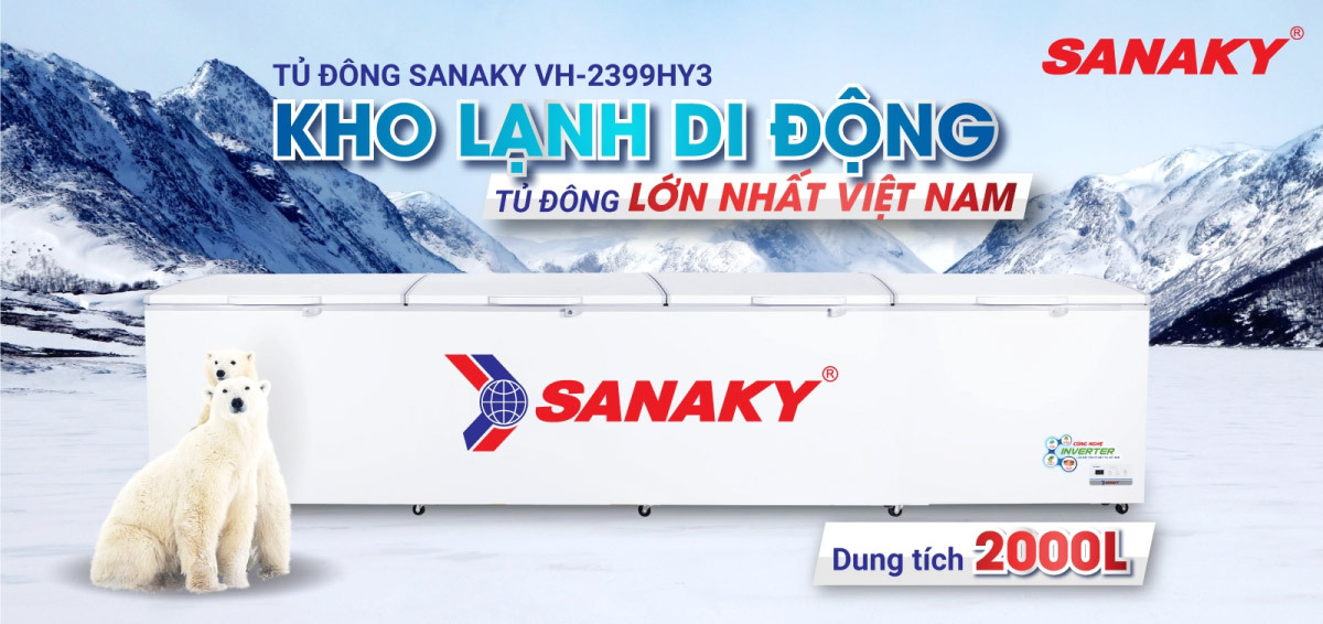 Tủ đông Sanaky 1 ngăn 2000 lít VH-2399HY3 3 Tủ có dung tích lớn, đáp ứng nhu cầu lưu trữ nhiều thực phẩm