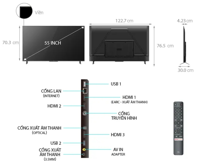Android Tivi QLED TCL 4K 55 inch 55C725 3 android tivi tcl 55 inch 55c725
