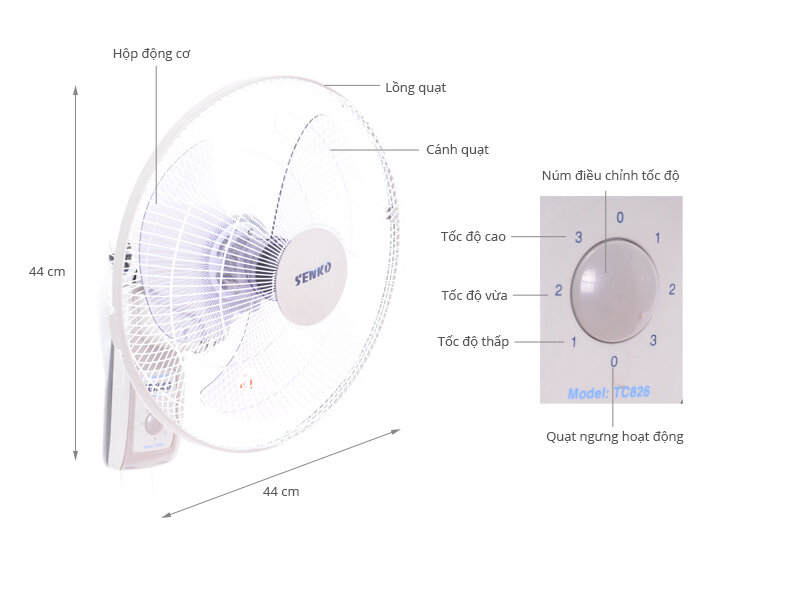Quạt treo tường Senko TC826A Quạt treo tường Senko TC826A