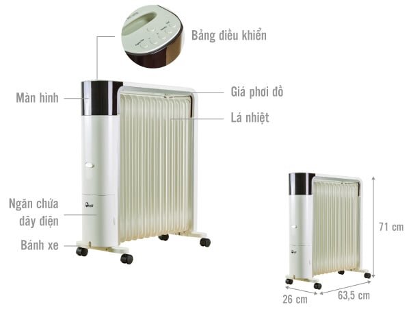 Cấu tạo máy sưởi dầu FujiE OFR7813 - 13 thanh