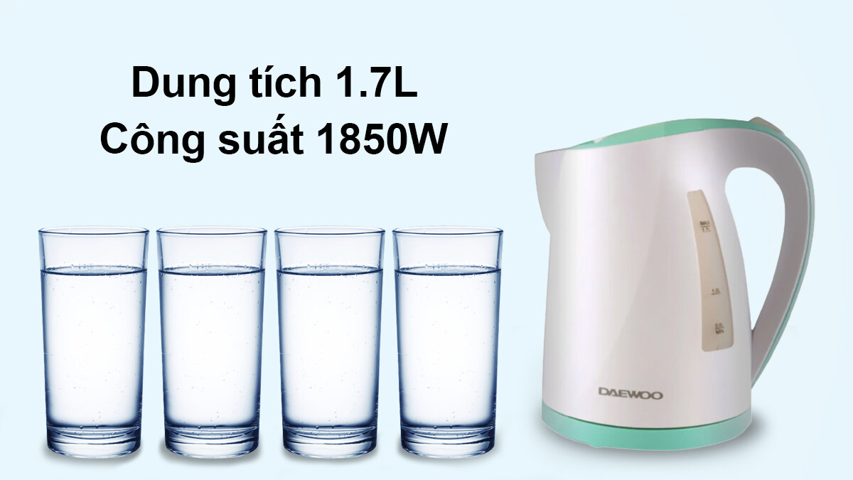 Ấm đun siêu tốc Daewoo DEK-D6500 1.7L công suất 1850W