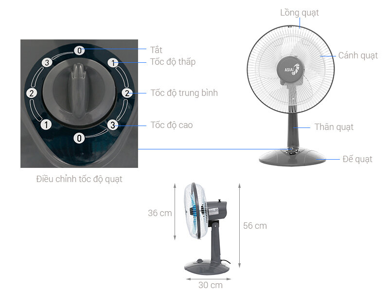 Quạt bàn ASIA vina - B12005-XV1 Quạt bàn ASIA vina - B12005-XV1