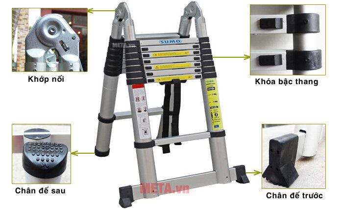 Thang nhôm rút gọn chữ A Sumo ADT808B (5m)