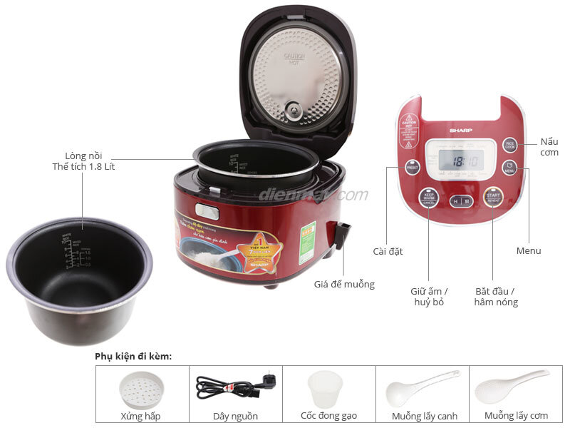Nồi cơm điện tử Sharp KS-TH18-RD