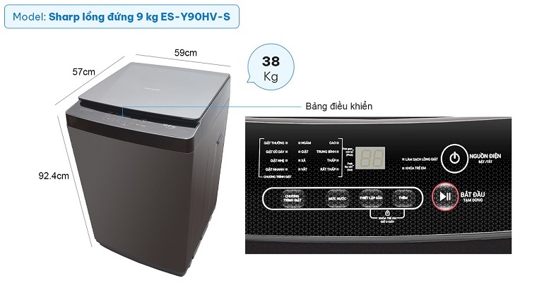 Máy giặt Sharp Inverter 9 kg ES-Y90HV-S Máy giặt Sharp Inverter 9 kg ES-Y90HV-S