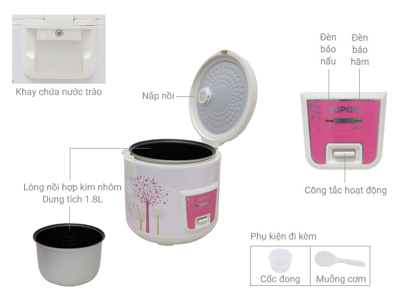 Nồi cơm điện Supor 1.8 lít SRC922 Nồi cơm điện Supor 1.8 lít SRC922