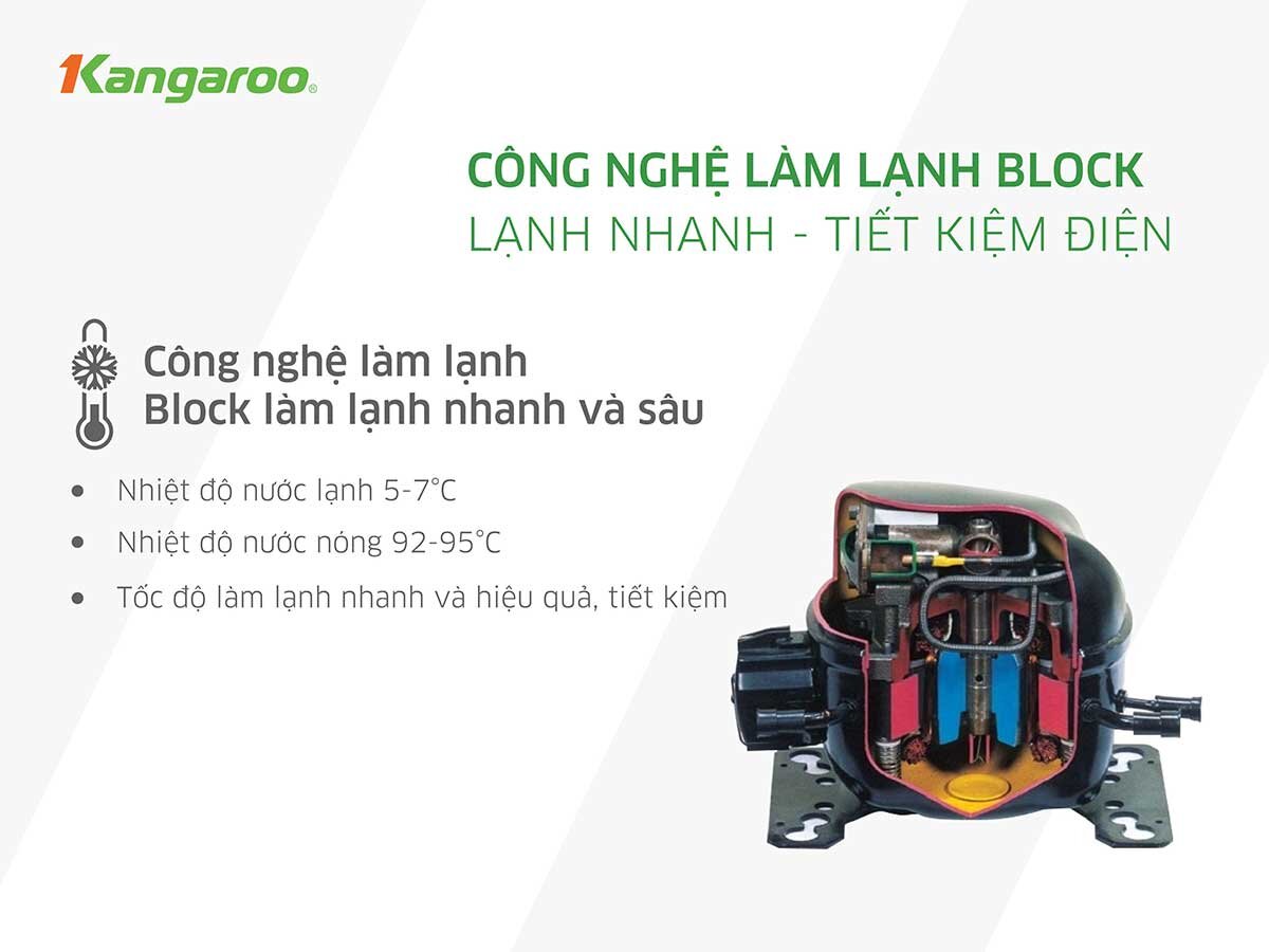 máy lọc nước Kangaroo KG10A10S sử dụng công nghệ làm lạnh bằng block