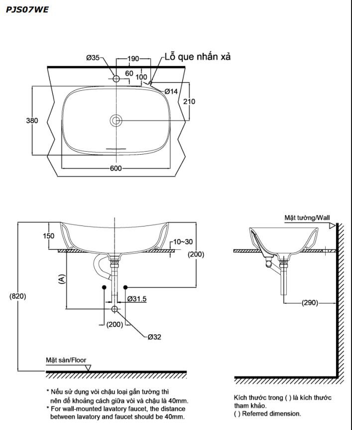 Điểm nổi bật chậu rửa lavabo Galalato đặt bàn TOTO PJS07WE