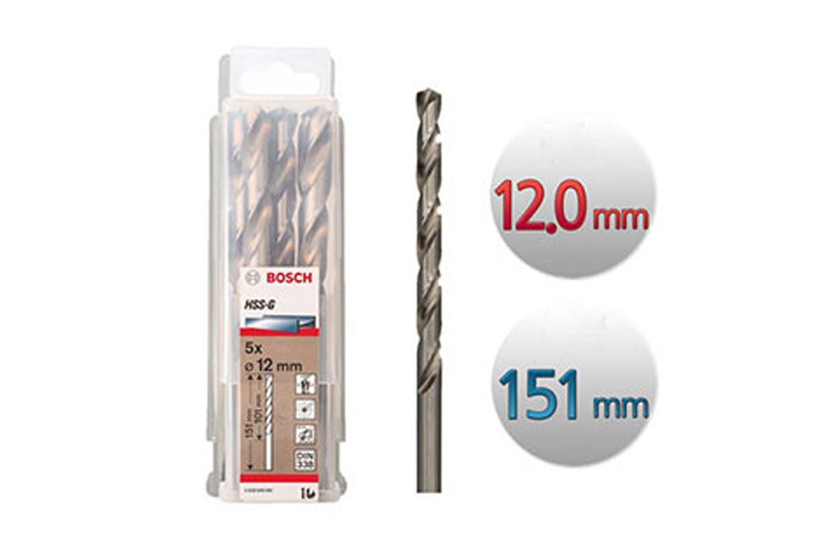 Mũi khoan sắt HSS-G 12.0mm (hộp 5 mũi) Bosch 2608595081