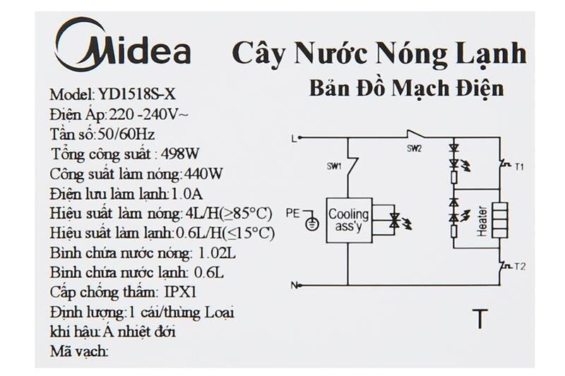 Cây lọc nước Midea YD1518S-X