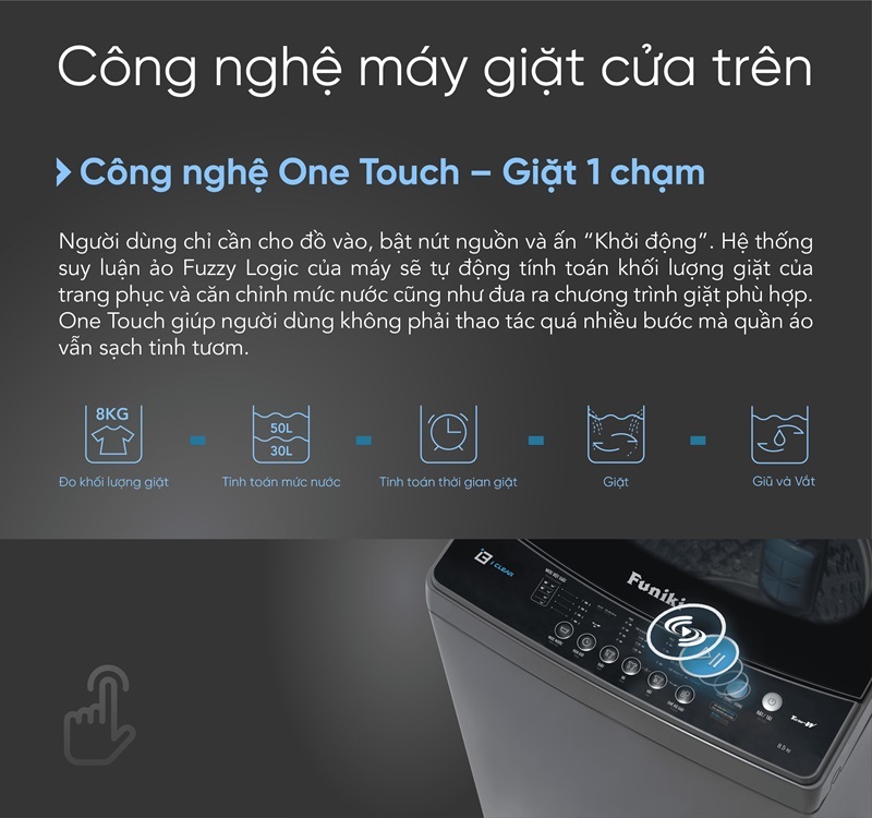 Máy giặt Funiki 9.5kg T695ABG 3 Máy giặt Funiki 9,5kg HWM T695ABG onetouch