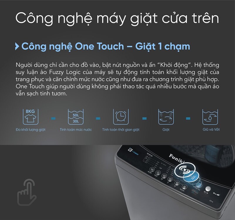 Máy giặt Funiki 9,5kg HWM T695ABG onetouch