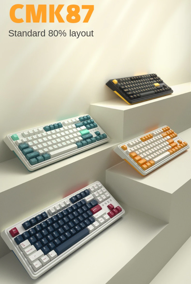 Bàn phím cơ không dây FL-Esports CMK87 SAM Yellow White 3 Mode Red sw (Kailh Box) (USBC/Bluetooth/RGB/Hotswap) 1